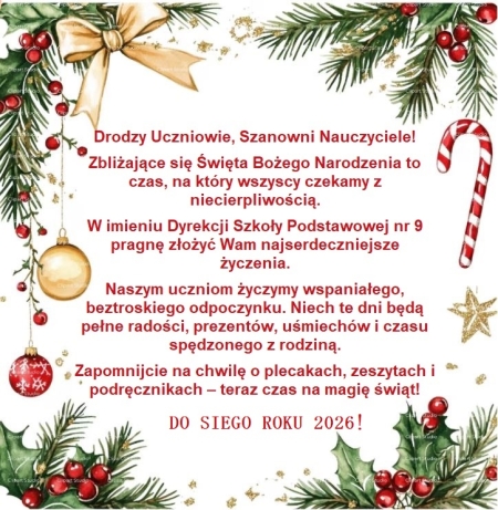 Świąteczne życzenia od dyrekcji