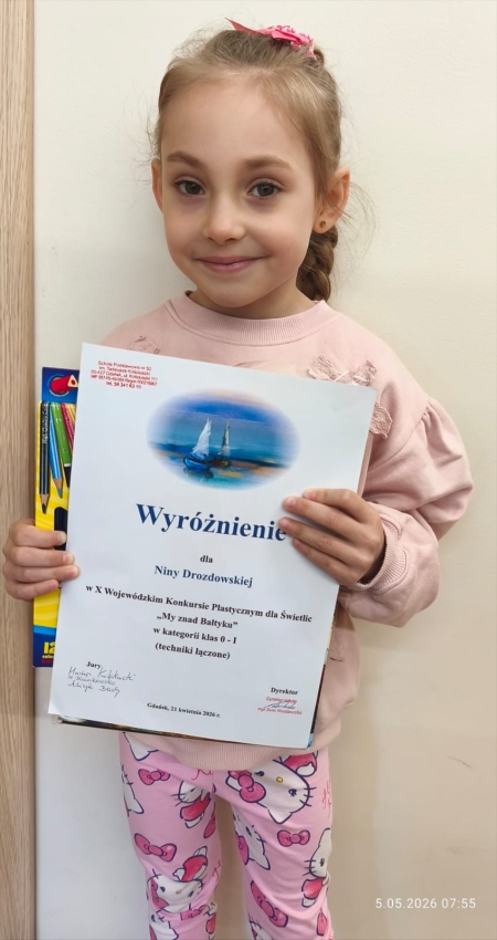 Wyróżnienie w X Wojewódzkim Konkursie Plastycznym „My znad Bałtyku”
