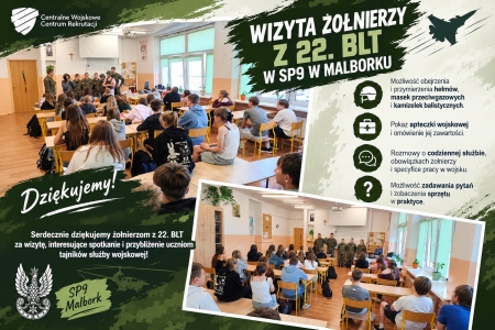 Wizyta żołnierzy z 22. BLT w SP9 w Malborku