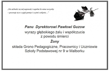 Kondolencje dla Dyrektora Pawła Guzow