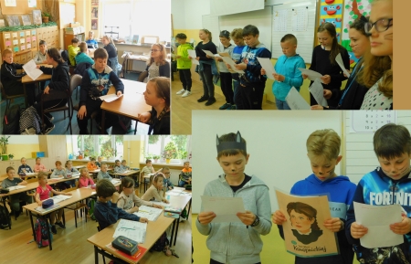 Klasa IV B czyta młodszym uczniom -Pimpusia Sadełko